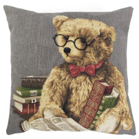 Kissen Gobelin "Teddybär lesen"