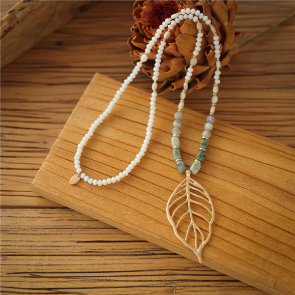 Halskette Andreani natürliche Jade mit Blatt